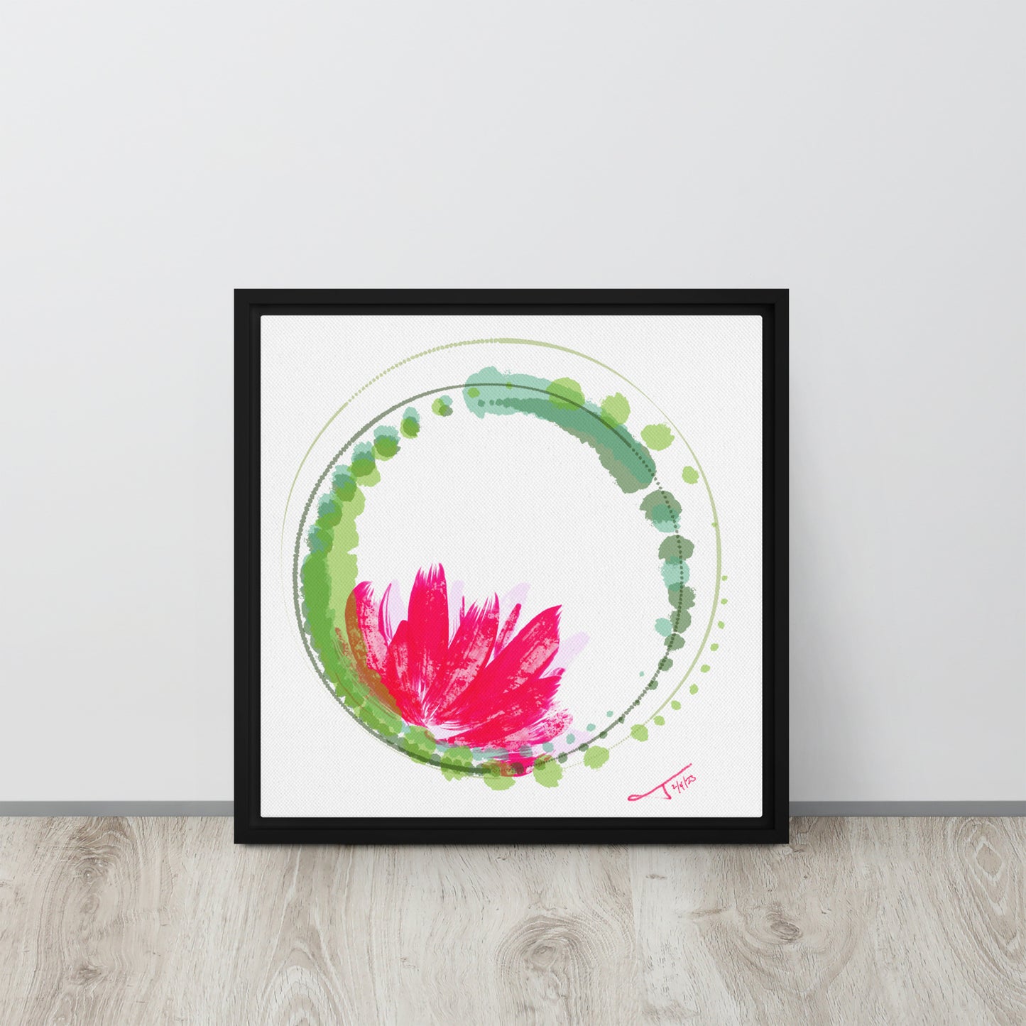 Water Lily (Sage) - Framed canvas