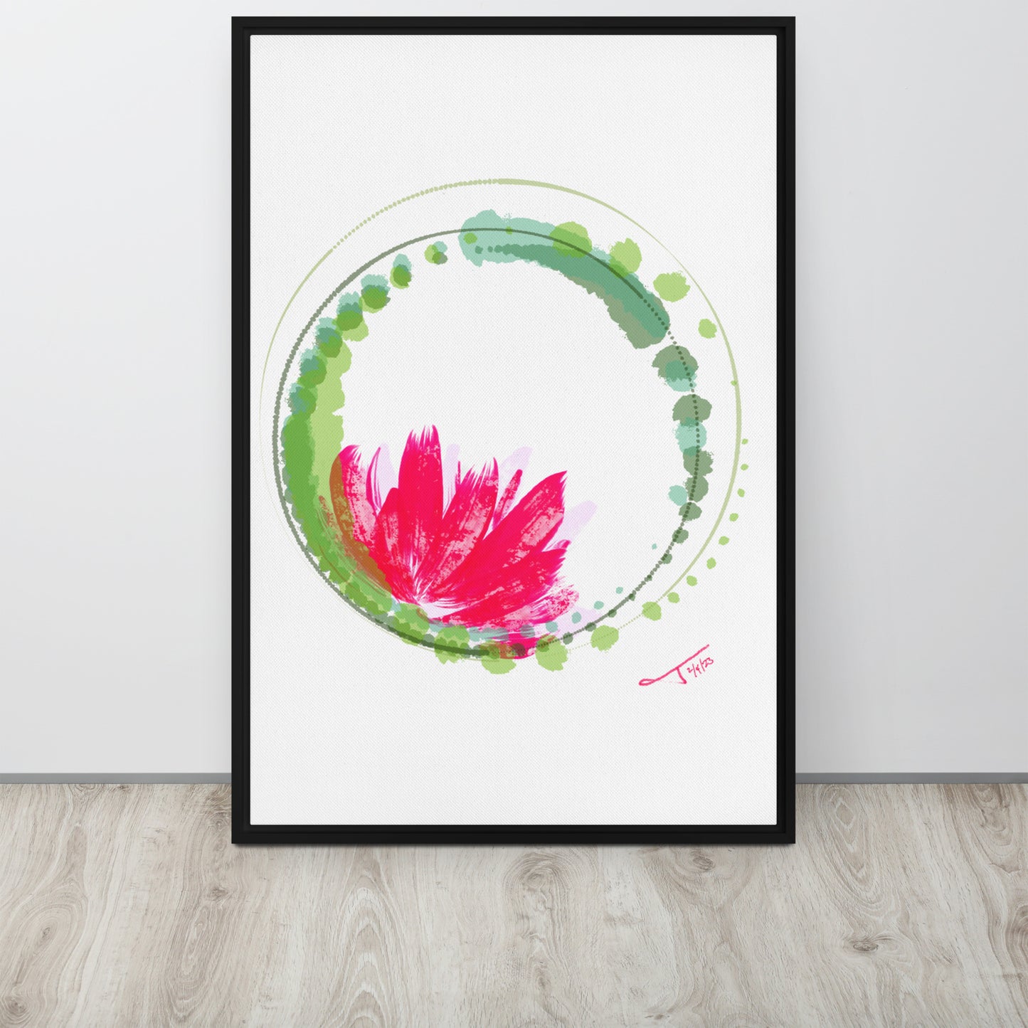 Water Lily (Sage) - Framed canvas